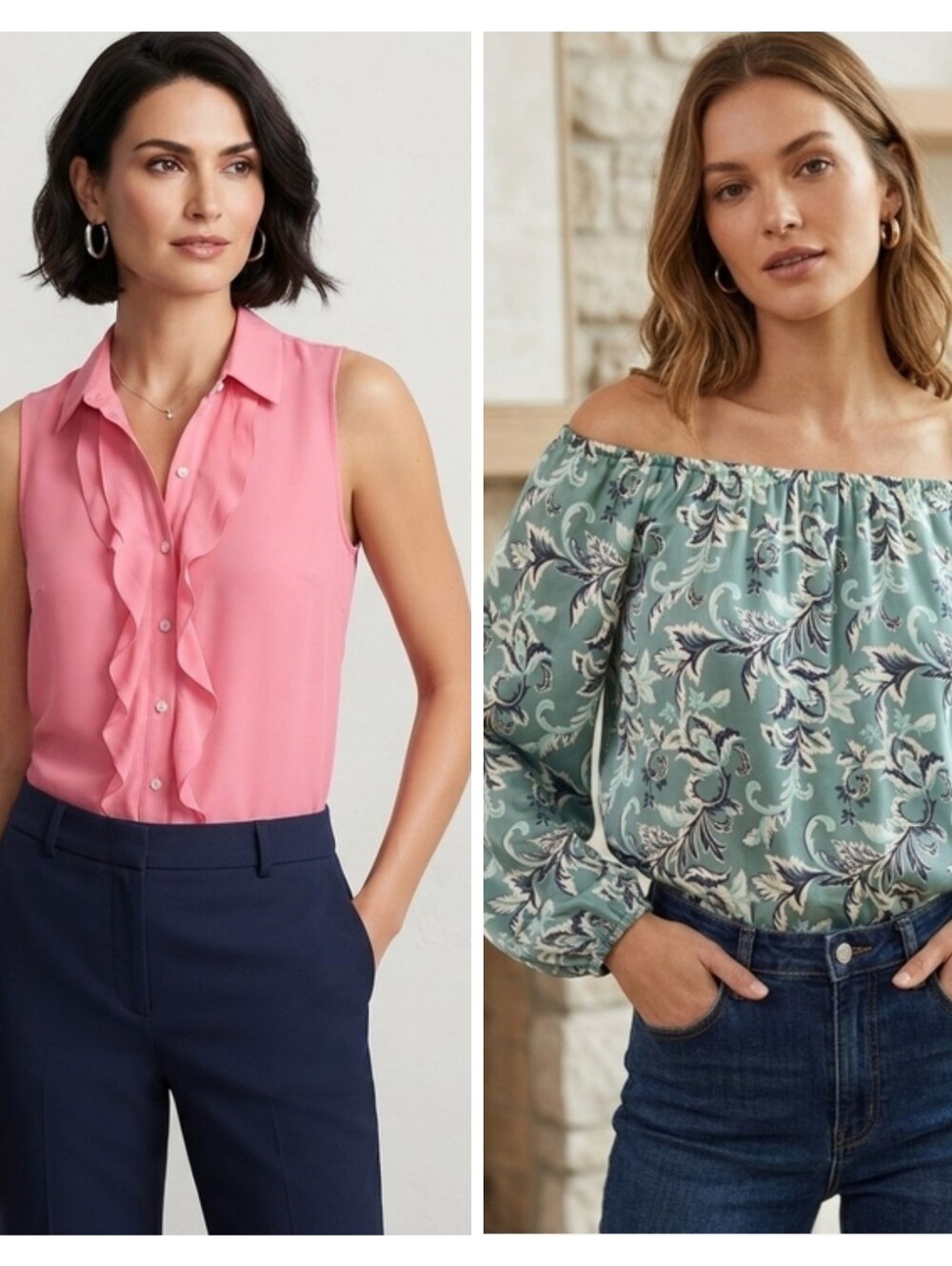 Bundle Of 2: LOFT Coral Pink Sleeveless Ruffle-Front Blouse- NWT And Loft Blouse
